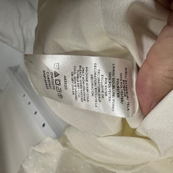 Loft Plus Cream Swiss Dot Sheer Lined Blouse 26W Peasant Boho‎ Cottage Preppy - Picture 6 of 8